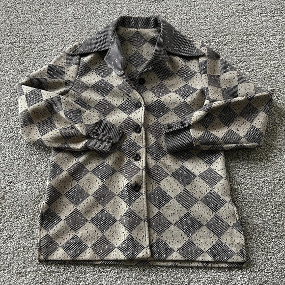 B. Kohn Jackets & Blazers - Vintage B. Kohn Jacket Womens 10 Beige Brown Argyle Knit Button Front Retro